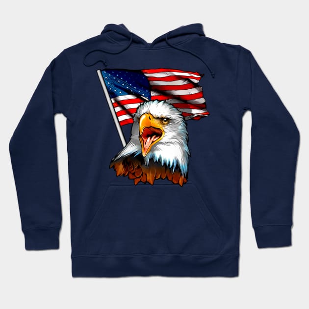 4th of July - Patriotic Eagle Flag USA - Independence Day - Sticker Hoodie by JMPrint